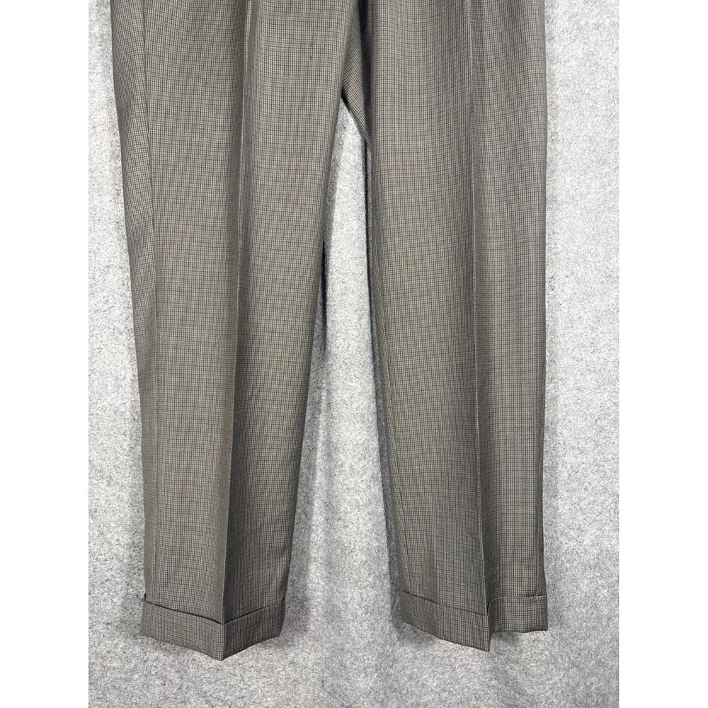 Lauren Ralph Lauren Mens Brown Wool Pleated Cuffed Dress Pants 34W 32L 490006038